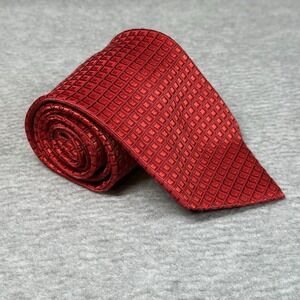 Giorgio Bissoni Red Geometric Men's XL Tie 100% Polyester Classic Necktie